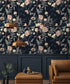 Vintage Exotic Flowers on Dark Wallpaper - MAIA HOMES