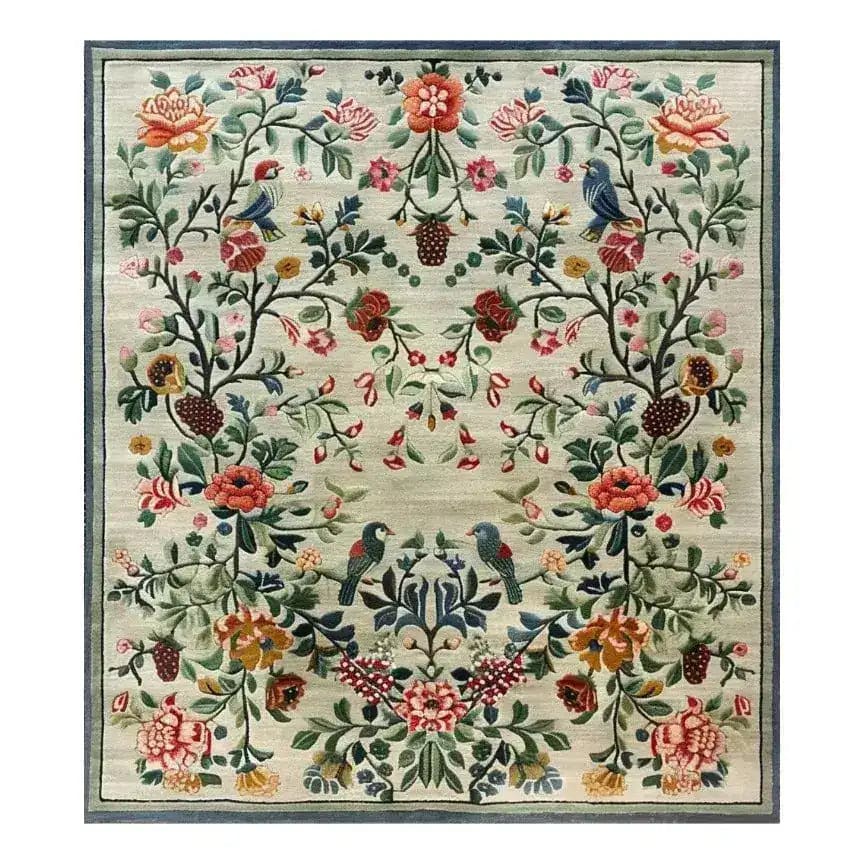 A beautiful vintage floral hand tufted area rug, perfect for adding elegance to your living room or bedroom. This wool rug features an intricate floral design with vibrant colors, making it an ideal choice for those seeking a classic touch in their home decor. Perfect as a living room area rug or a stylish addition to rugs for bedrooms.