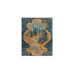 This beautifully crafted Vintage Frame Hand Tufted Area Rug showcases an intricate forest scene with rich blue and gold tones, ideal for a dining room setting. Perfect as a dining table rug, this large wool rug adds a touch of elegance to any dining room, making it a standout piece among dining room carpets and vintage rugs.