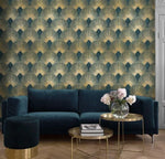 Vintage Gold Art Deco Fans Wallpaper