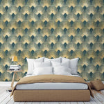 Vintage Gold Art Deco Fans Wallpaper