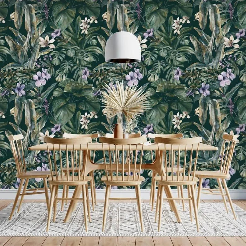 Vintage Green Monstera Tropical Wallpaper