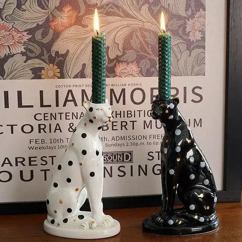 Vintage Inspired Leopard Candle Holder