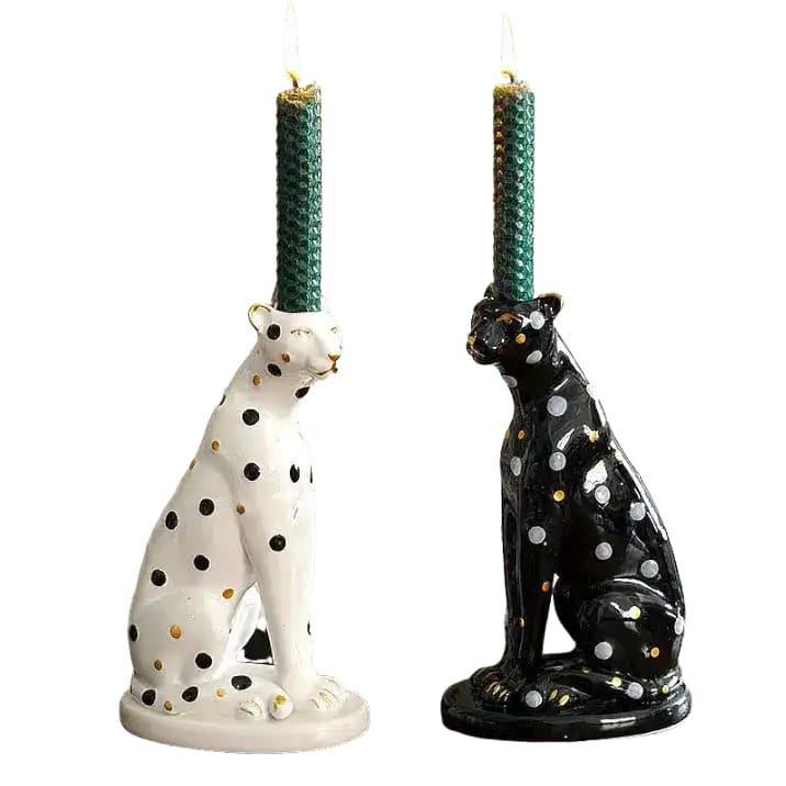 Vintage Inspired Leopard Candle Holder