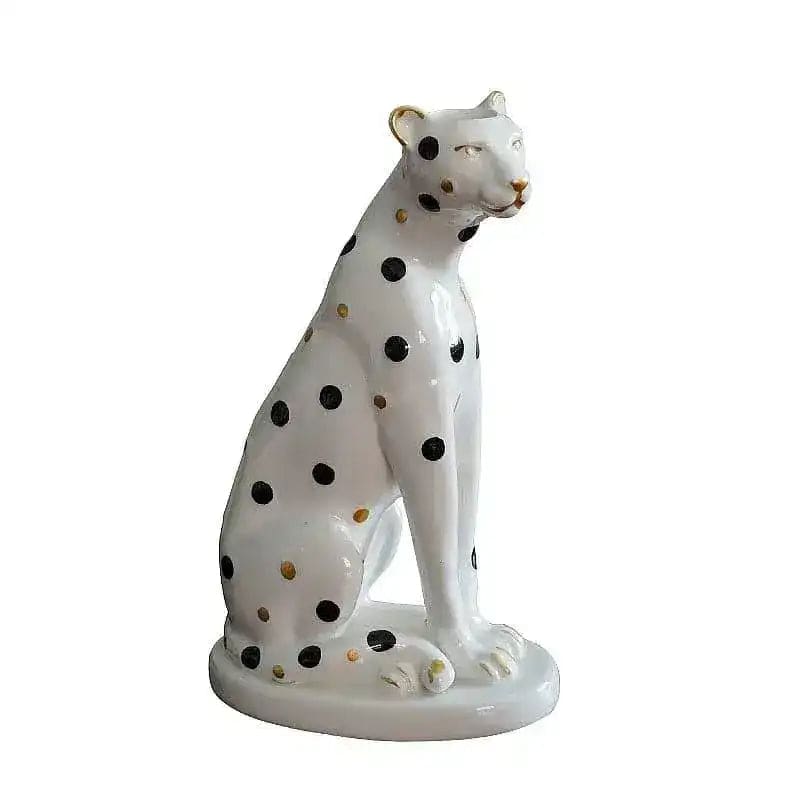 Vintage Inspired Leopard Candle Holder White