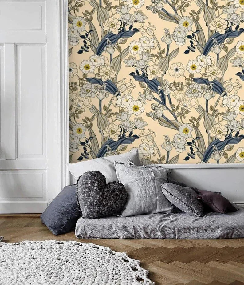 Vintage Inspired Summer Wild Floral Wallpaper - MAIA HOMES