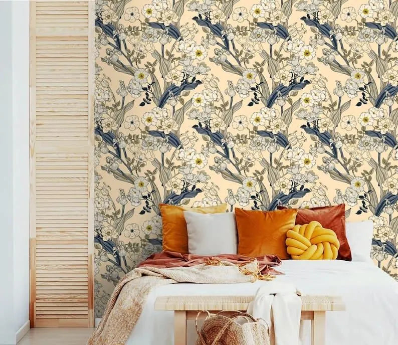 Vintage Inspired Summer Wild Floral Wallpaper - MAIA HOMES