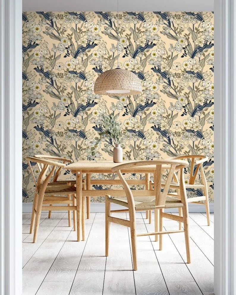 Vintage Inspired Summer Wild Floral Wallpaper - MAIA HOMES