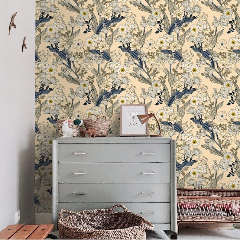 Vintage Inspired Summer Wild Floral Wallpaper - MAIA HOMES