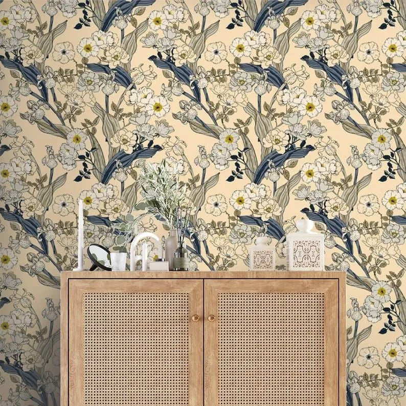 Vintage Inspired Summer Wild Floral Wallpaper - MAIA HOMES