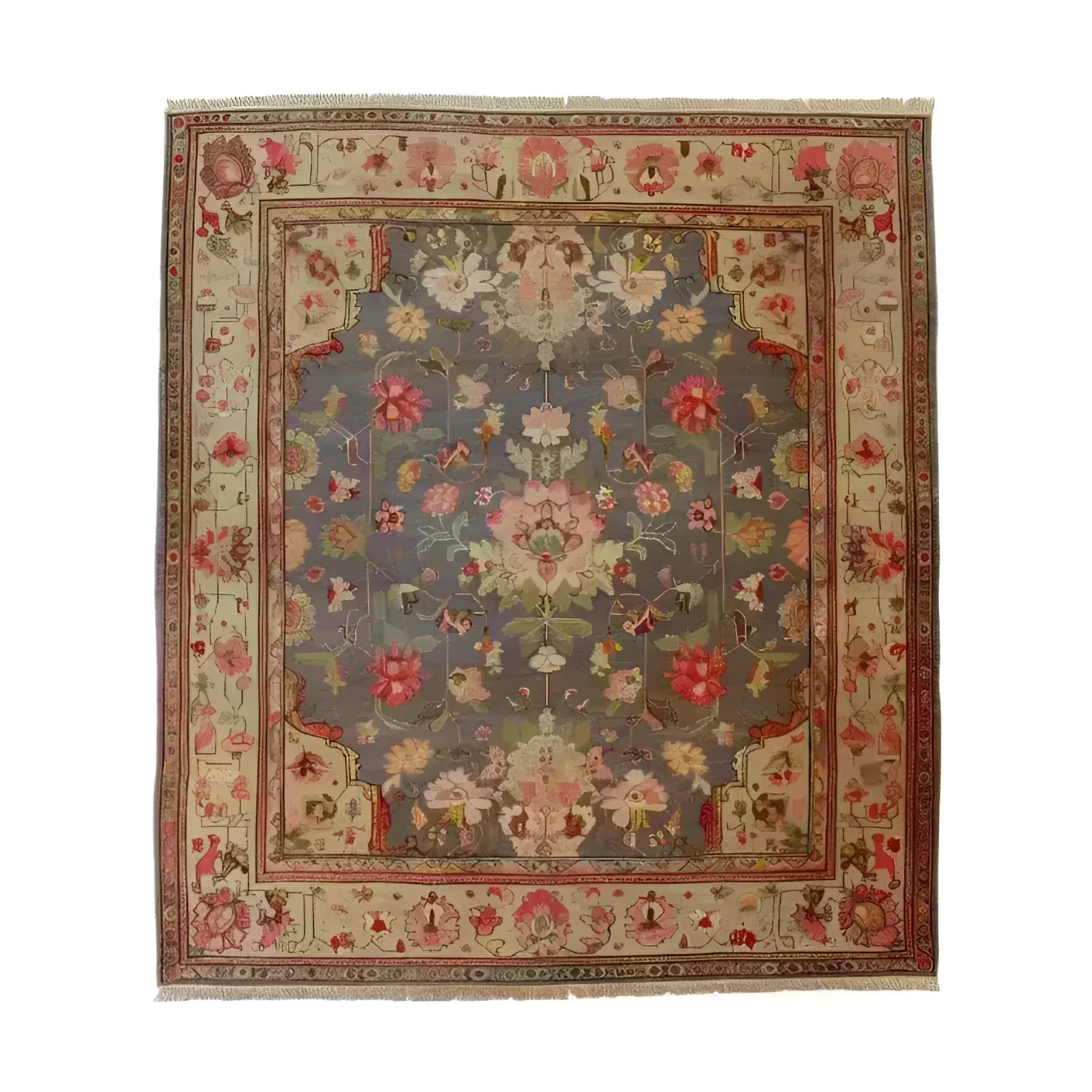  Vintage Rose Vine Hand Knotted Area Rug, a beautiful blend of classic charm and artisanal craftsmanship. Featuring intricate rose vine patterns, this rug brings an air of timeless elegance and warmth to any living space