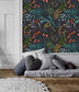 Vintage Willows Leaves and Flowers on Dark Wallpaper Vintage Willows Leaves and Flowers on Dark Wallpaper 