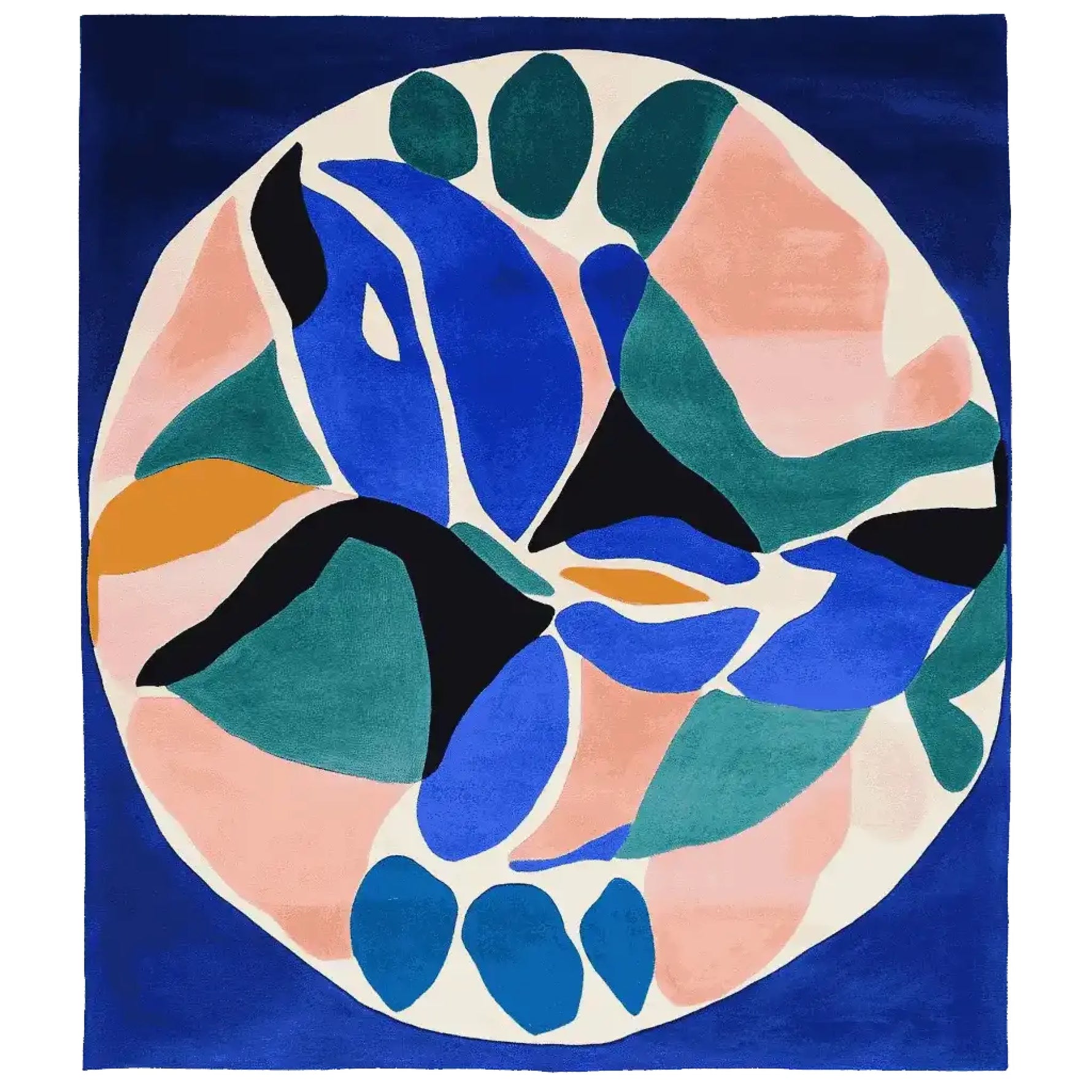 A vibrant and contemporary area rug featuring a bold abstract design with a mix of blues, greens, pinks, and oranges. This hand-tufted wool rug is perfect as a square area rug, ideal for enhancing the aesthetics of any living room space. The artistic pattern adds a modern touch, making it a standout piece among living room rugs 8x10.