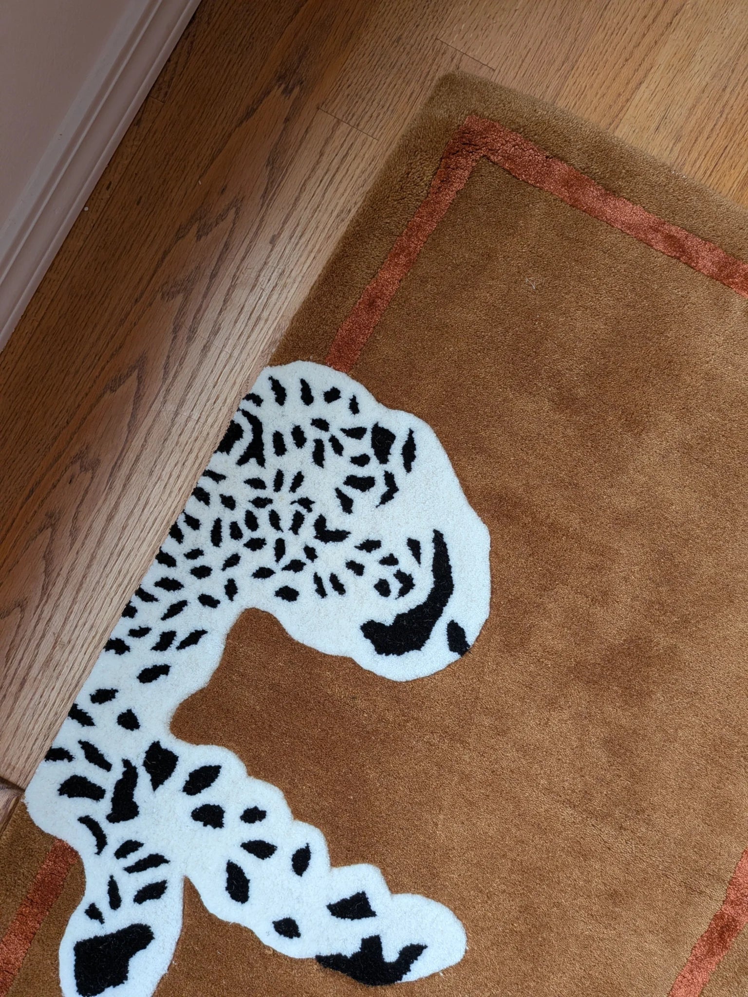 Walking Leopard on Silk Road Hand Tufted Runner Rug - Brown 2' x 6' - MAIA HOMES
