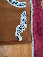 Walking Leopard on Silk Road Hand Tufted Runner Rug -  Brown 2' x 6'