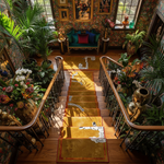 Walking Wild Cat Leopard on Silk Road Hand Tufted Wool Rug - Gold Lush Brown