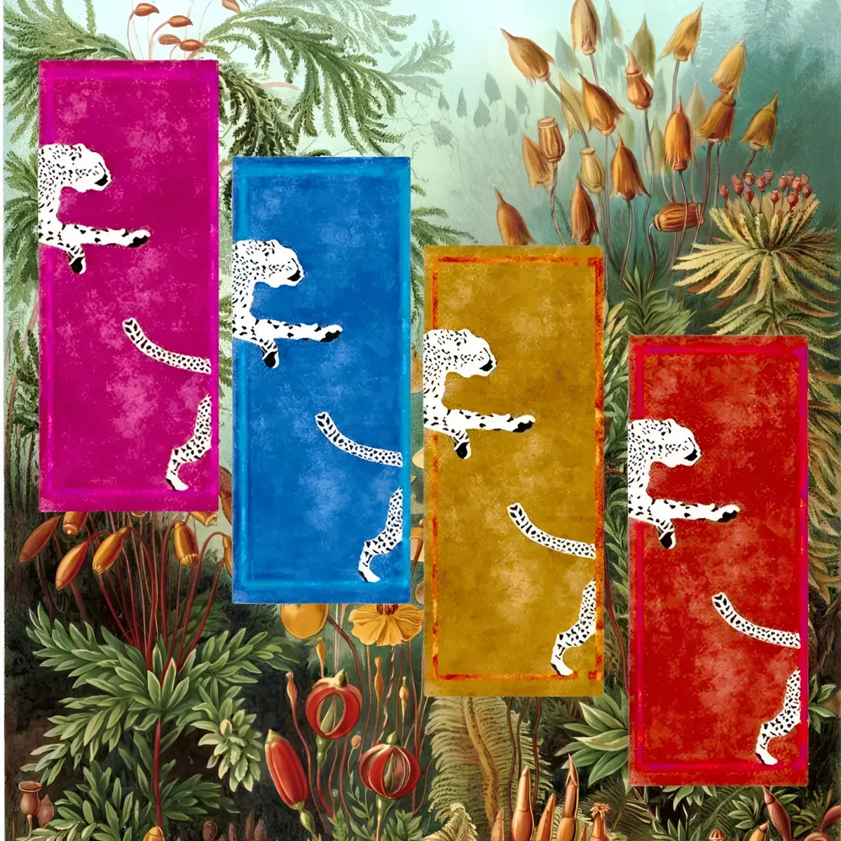 Walking Wild Cat Leopard on Silk Road Hand Tufted Wool Rug - Gold Lush Brown