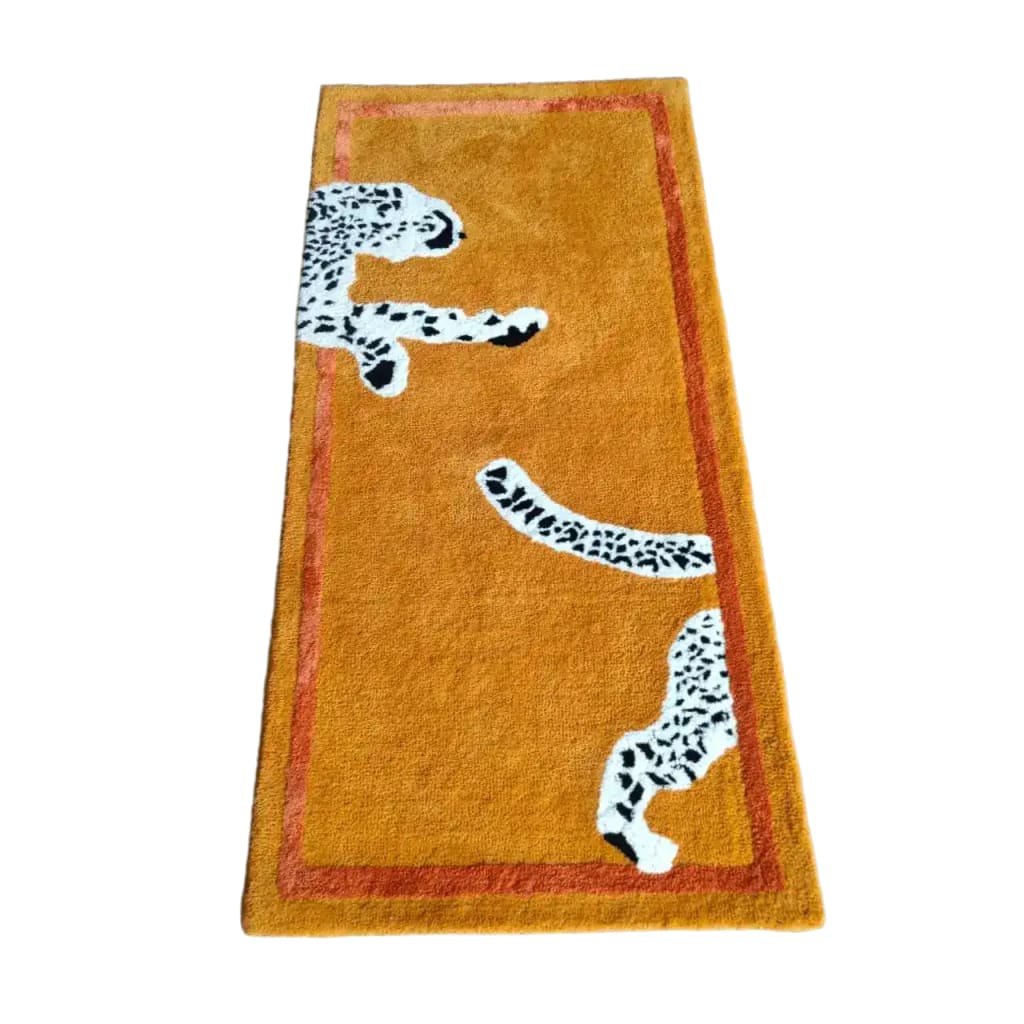 Walking Wild Cat Leopard on Silk Road Hand Tufted Wool Rug - Gold Lush Brown — Swatch 12" x 12"