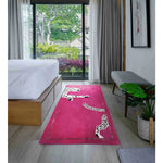 Walking Wild Cat Leopard on Silk Road Hand Tufted Wool Rug - Pink