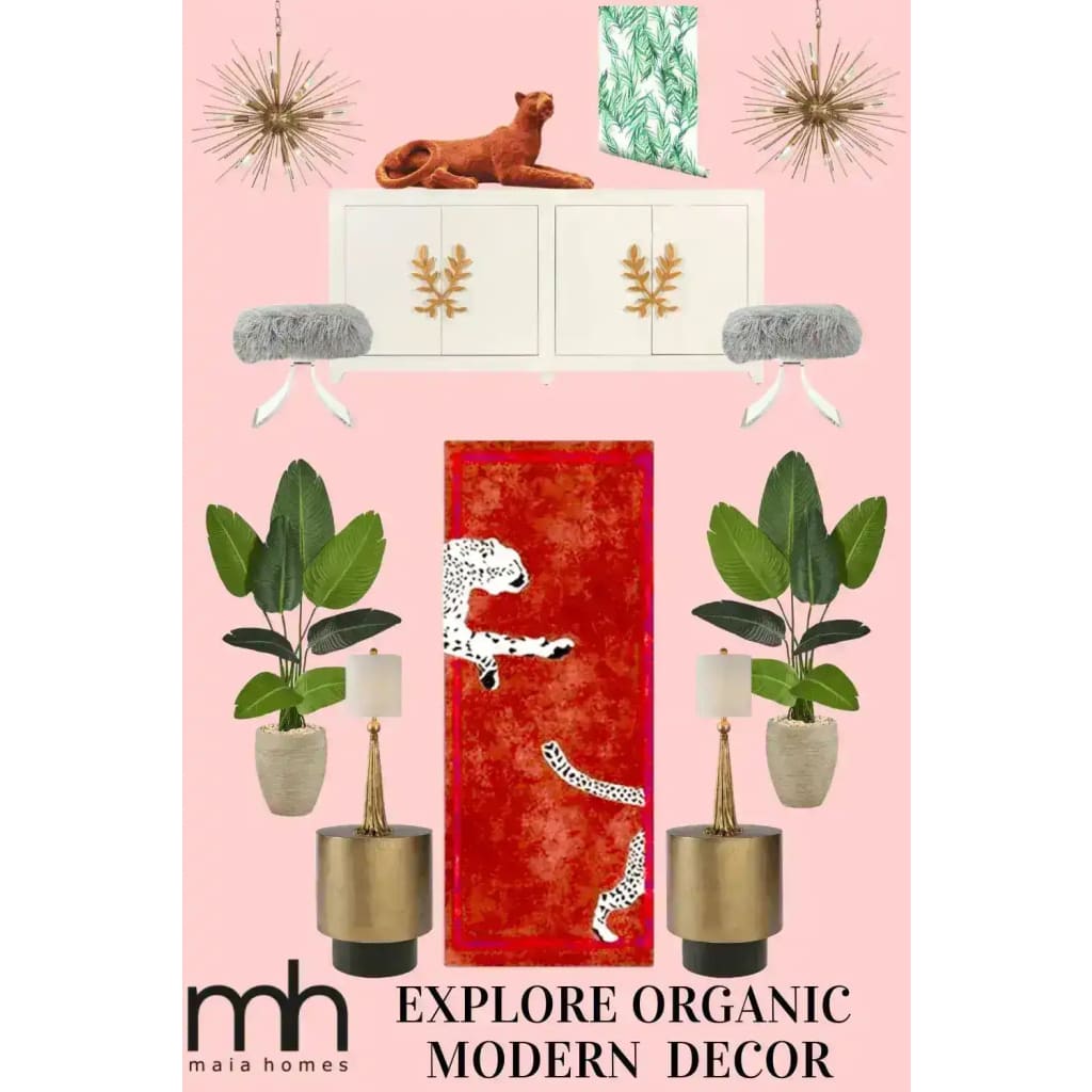 Walking Wild Cat Leopard on Silk Road Hand Tufted Wool Rug - Red