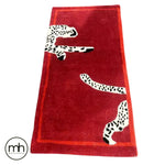 Walking Wild Cat Leopard on Silk Road Hand Tufted Wool Rug - Red