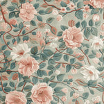 This image showcases a beautifully designed area rug with a floral pattern, perfect for living room decor. The Wandering Bloom Trail Hand Tufted Rug features intricate pink and white flowers with green leaves on a soft background, exemplifying the elegance of wool rugs. Ideal for those looking to enhance their space with stylish living room area rugs.