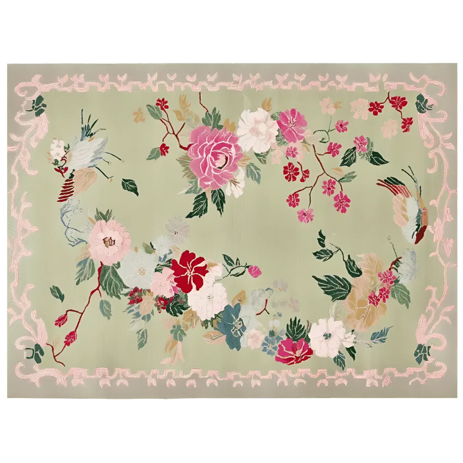 Elegant Wandering Blooms Hand Tufted Area Rug featuring a beautiful floral pattern in shades of pink, red, and green, perfect for adding a touch of nature to living room spaces. This wool rug is ideal for those seeking stylish and cozy rugs for living room decor.
