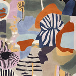 A vibrant and contemporary area rug featuring a dynamic abstract design with bold colors and patterns. Ideal for adding a touch of modern art to your living room, this wool rug measures 8x10 and showcases a stunning mix of earthy tones and vibrant accents, perfect for enhancing any interior space.