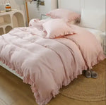 100% Washed Linen Duvet Cover Set - Blush Pink - MAIA HOMES