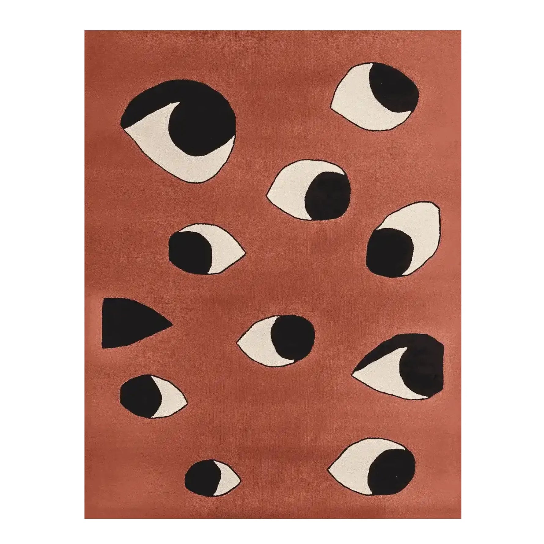 A contemporary hand-tufted area rug with an eye-catching abstract design in black and white on a warm, earthy background. Perfect for enhancing the style of your living room, this wool rug combines modern aesthetics with cozy comfort.
