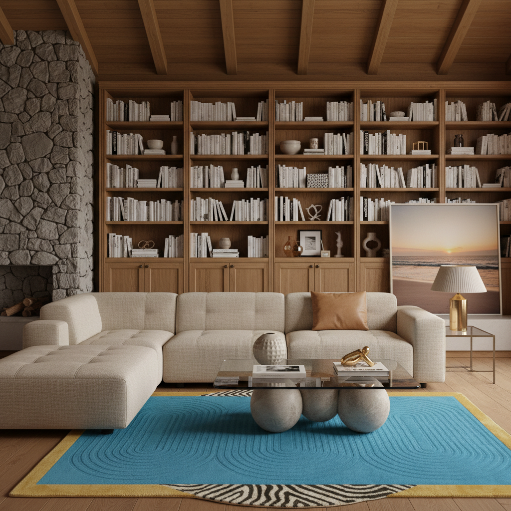 Water Earth and Sun Hand Tufted Wool Rug