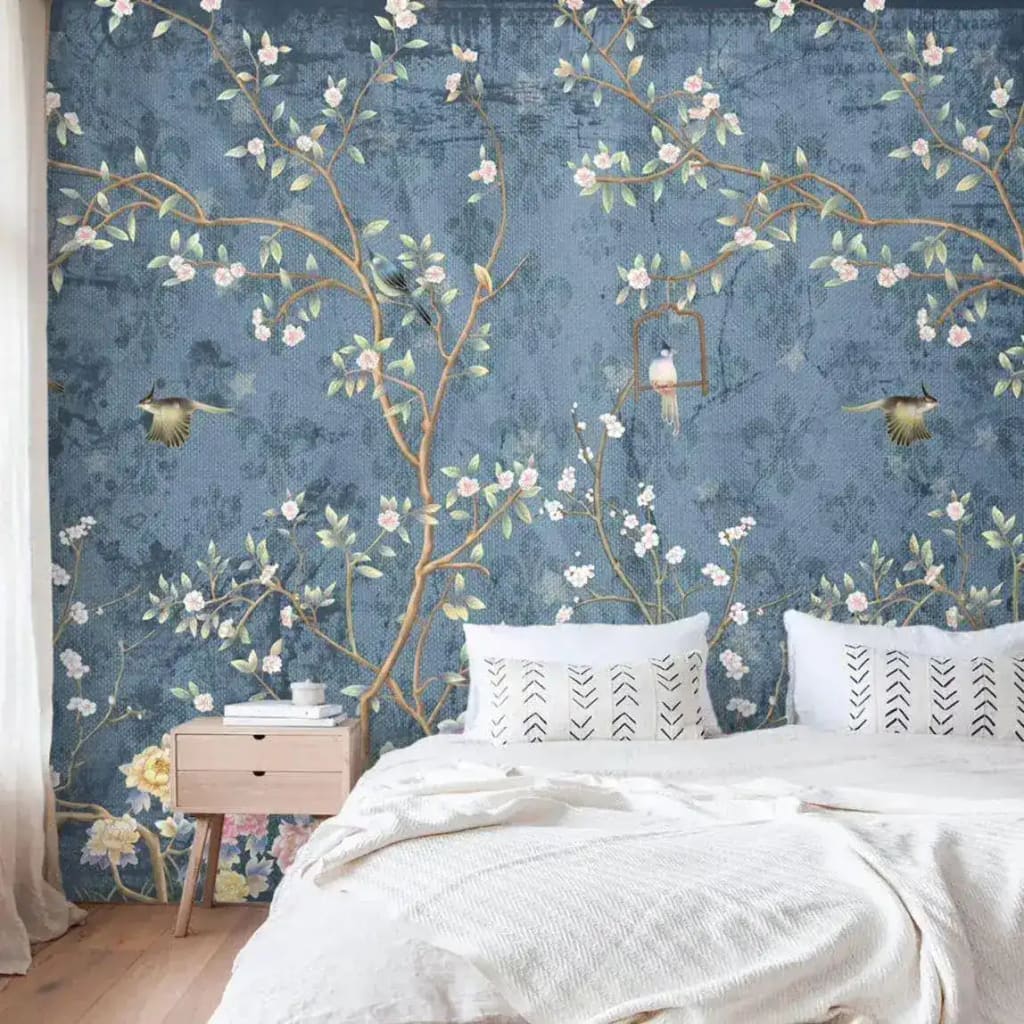 Watercolor Blue Chinoiserie Wallpaper