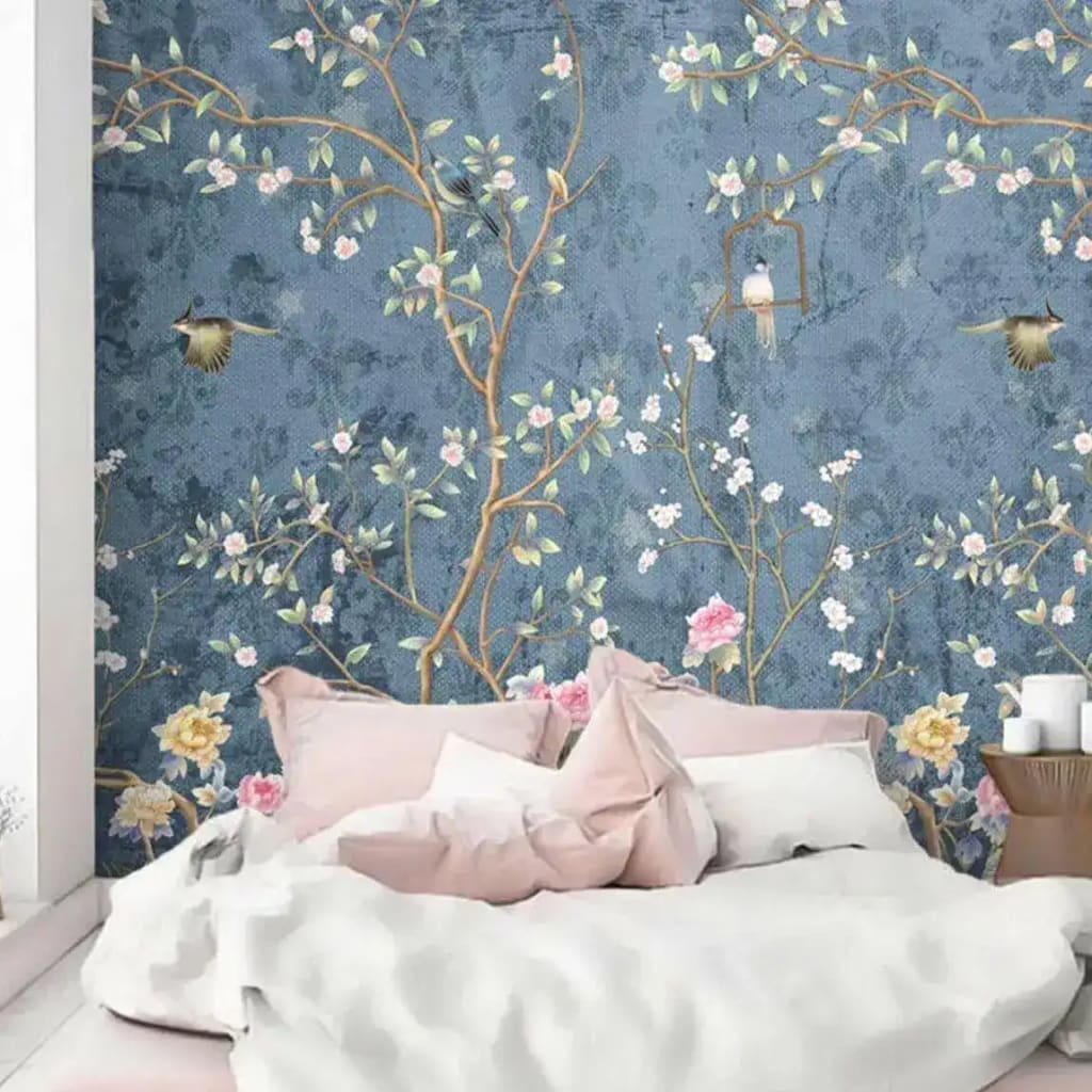 Watercolor Blue Chinoiserie Wallpaper