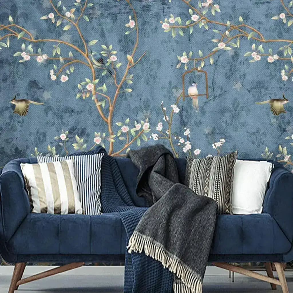 Watercolor Blue Chinoiserie Wallpaper