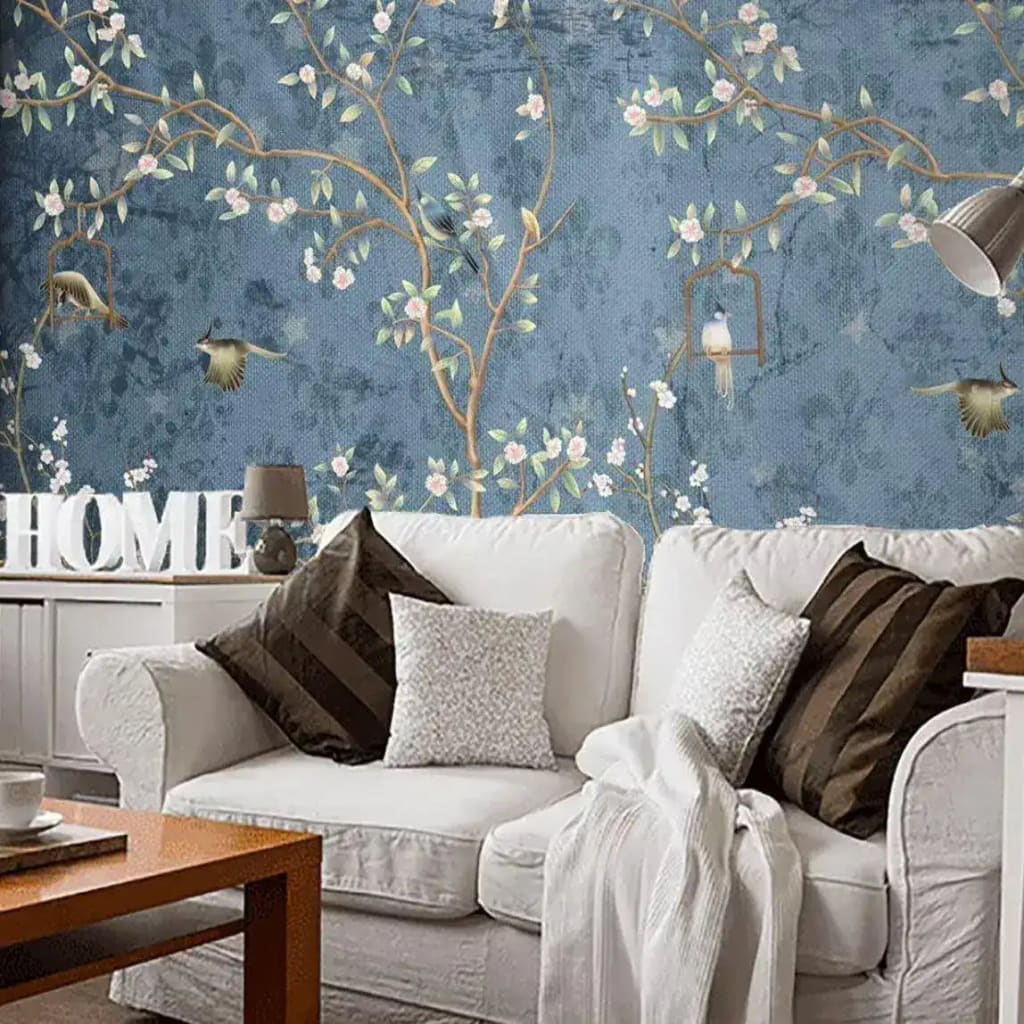 Watercolor Blue Chinoiserie Wallpaper