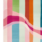 Vibrant Wavelength Stripe Bloom Hand Tufted Area Rug showcasing a colorful abstract pattern. This contemporary wool rug is perfect for large living rooms, adding a burst of color and style to your space.