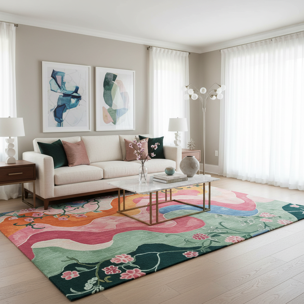 Waves Through Garden Hand Tufted Rug