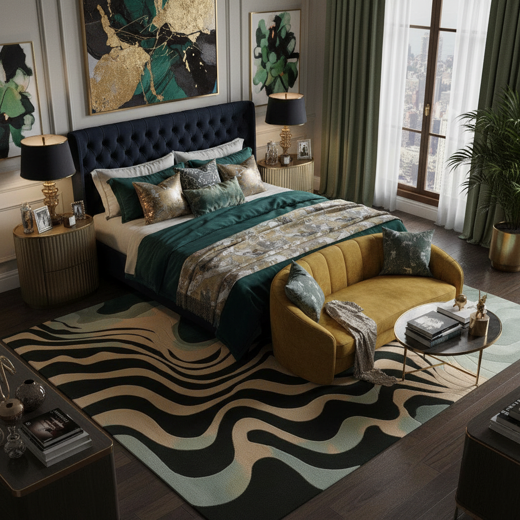 Wavy Seascape Hand Tufted Wool Rug