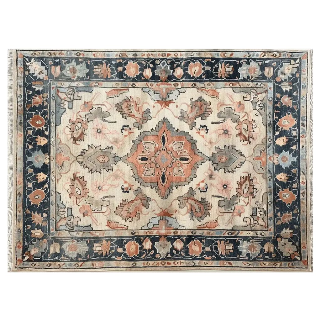 Top view of a Weave of Mystique Hand Tufted Wool Rug showcasing intricate patterns and elegant colors, perfect as an area rug for a living room.