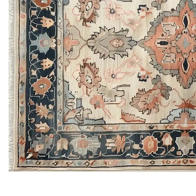 A close-up view of the Weave of Mystique Hand Tufted Wool Rug showcasing intricate floral patterns in earthy tones. The detailed design highlights the area rug's craftsmanship, making it an ideal wool rug for living room decor.