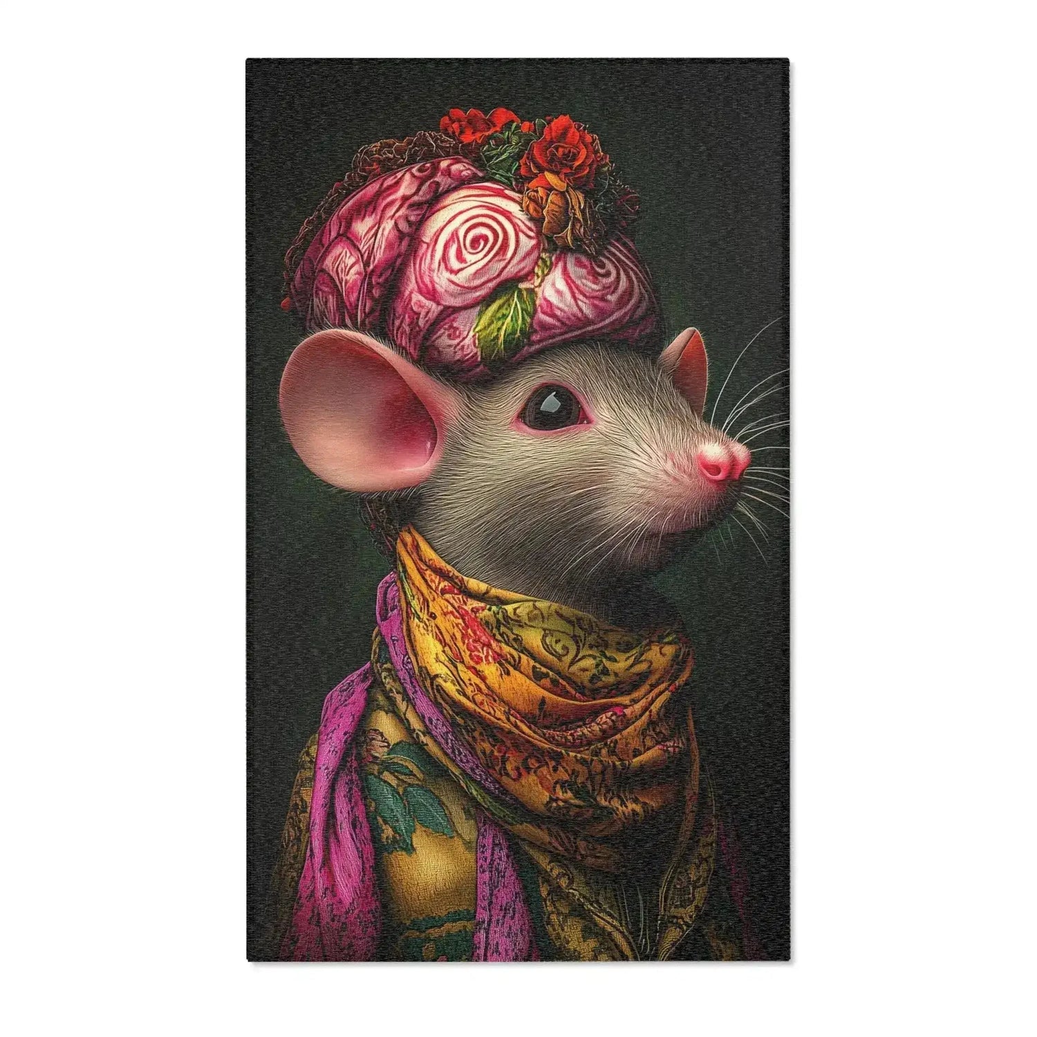 Whimsical Elegance Artistic Mouse Accent Rug