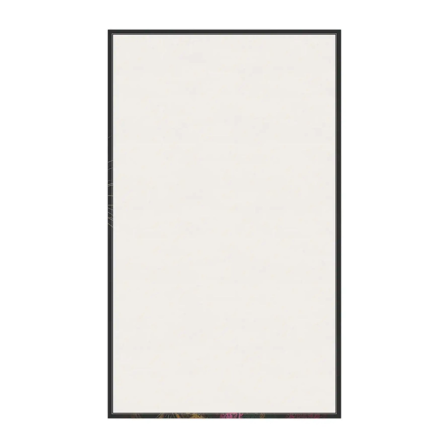 Plain white cotton kitchen towel flatlay with dark border and faint floral art at bottom — blank panel for Whimsical Elegance Artistic Mouse Cotton Kitchen Towel