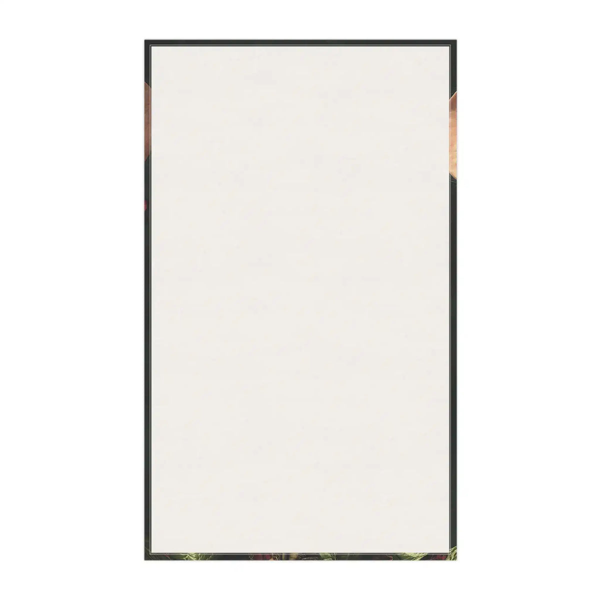 Whimsical Floral Mouse Cotton Kitchen Towel reverse side — plain white cotton body with corner glimpses of floral design, clean blank panel