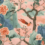 Whisper of Spring Blooms Hand Tufted Area Rug featuring a vibrant floral design with birds perched on branches. This wool rug, perfect for adding a touch of nature to your living room, showcases intricate flower patterns in soft pastel hues.