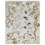 Elegant Whispering Blossom Tales hand tufted area rug featuring a beautiful nature-inspired design with birds and blossoms. This wool rug is perfect for adding a touch of sophistication to large living room spaces. Ideal for those seeking unique living room area rugs.