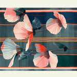 The Whispering Petals Hand Tufted Area Rug showcases a stunning floral design with vibrant pink and coral petals against a teal background. This contemporary wool rug adds a touch of elegance to any bedroom, offering a blend of beauty and comfort.