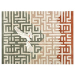 Contemporary area rug featuring a hand-tufted wool design with an abstract geometric pattern. The rug displays a blend of earthy tones, ideal for large living rooms. Perfect as a wool rug for a modern aesthetic, this piece adds both comfort and style to any living space.