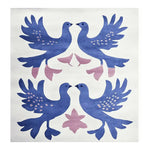 The Whispering Winged Love Hand Tufted Area Rug features an elegant design with blue and pink birds set against a white background. This contemporary wool rug, in a square shape, is perfect for adding a touch of artful charm to living rooms. Its 8x10 size makes it an ideal square area rug for spacious interiors.