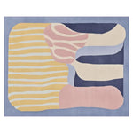 Top view of the Whispers of Color Hand Tufted Area Rug showcasing abstract patterns in soft pastel hues. This wool rug is perfect for adding a contemporary touch to any living room.