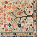 Experience the elegance of the Whispers of Spring Knotted Wool Rug, a stunning area rug perfect for enhancing your living space. This large living room rug, measuring 8x10, features an intricate floral design with vibrant blossoms and branches, beautifully crafted in premium wool. Ideal for adding warmth and style to any living room.
